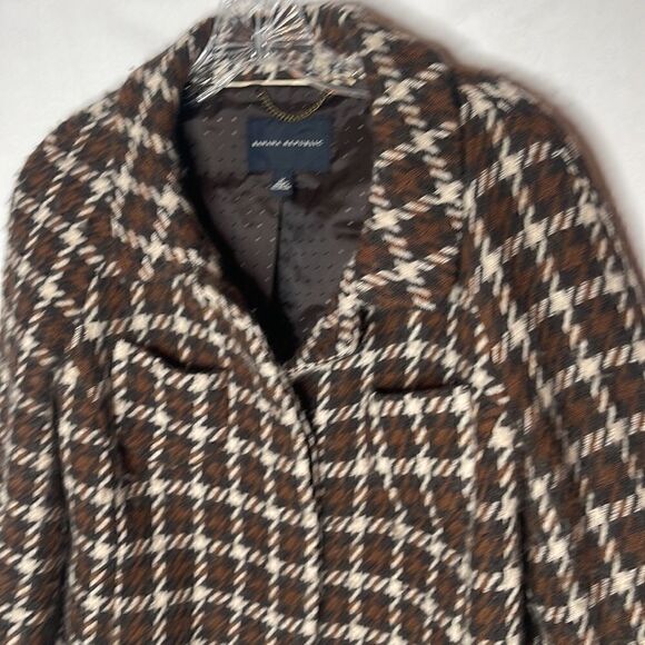 Banana Republic 99% Wool Brown/Black Plaid/Houndstooth Jacket. Size Medium. - Picture 2 of 9